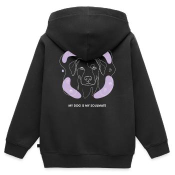 Hund Soulmate Line Art - Kinder Premium Organic Zip Hoodie - Schwarz - Hinten - AI Model Kid Male (0cm)
