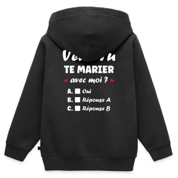 Interactive Wedding Proposal - Kids Premium Organic Zip-up Hoodie - black - Back - AI Model Kid Male (0cm)