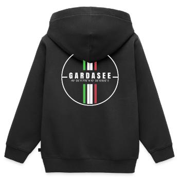 Gardasee Koordinaten - Kinder Premium Organic Zip Hoodie - Schwarz - Hinten - AI Model Kid Male (0cm)