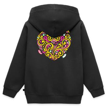 Verschnörkeltes Herz voller Liebe & Romantik - Kinder Premium Organic Zip Hoodie - Schwarz - Hinten - AI Model Kid Male (0cm)