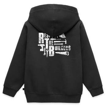 Respect the Builders - Sweat Premium à capuche zippé enfant bio - noir - Dos - AI Model Kid Male (0cm)