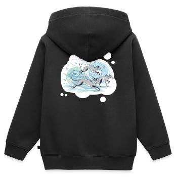 Greyhounds - Sweat Premium à capuche zippé enfant bio - noir - Dos - AI Model Kid Male (0cm)