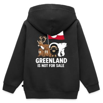 Grönland nicht zum Verkauf - Kinder Premium Organic Zip Hoodie - Schwarz - Hinten - AI Model Kid Male (0cm)