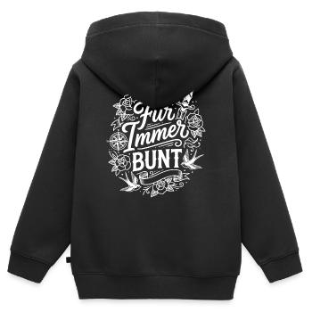 Für immer bunt – Tattoo-Style Design - Kinder Premium Organic Zip Hoodie - Schwarz - Hinten - AI Model Kid Male (0cm)