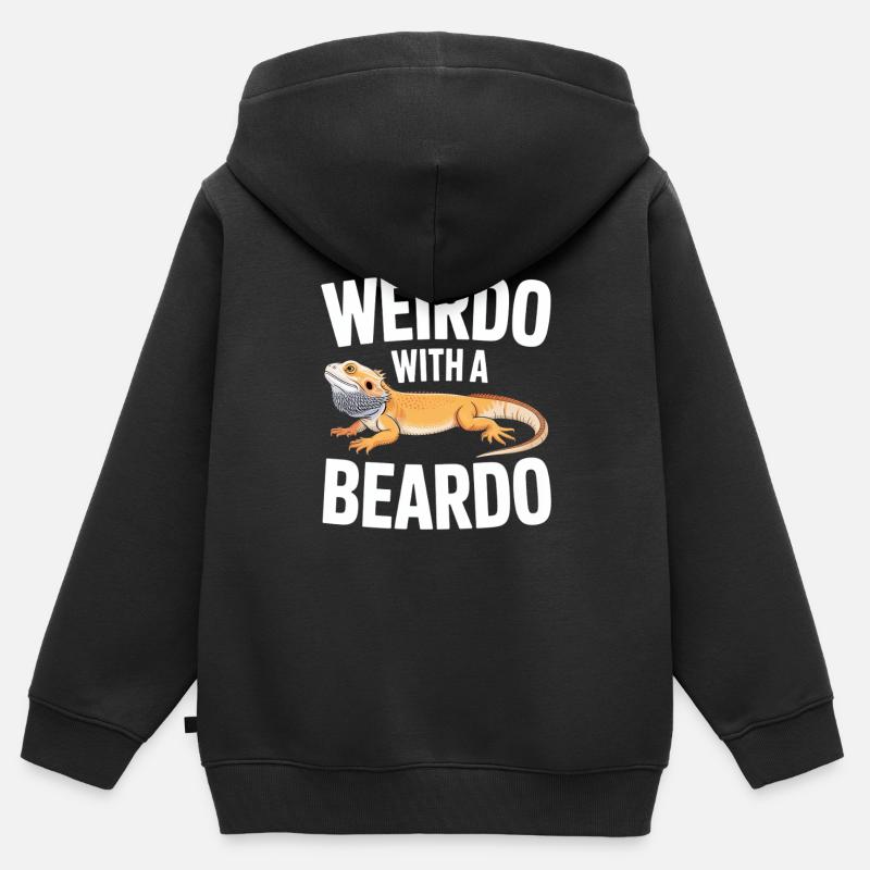 Beardo Lizard Bildunterschriften-Tee - Kinder Premium Organic Zip Hoodie - Schwarz