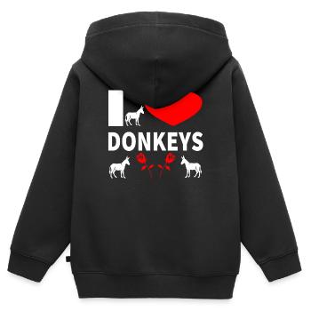 âne - Sweat Premium à capuche zippé enfant bio - noir - Dos - AI Model Kid Male (0cm)