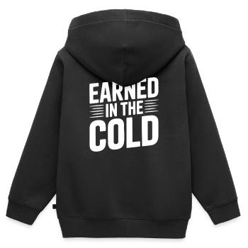 Gagné dans le froid - Sweat Premium à capuche zippé enfant bio - noir - Dos - AI Model Kid Male (0cm)