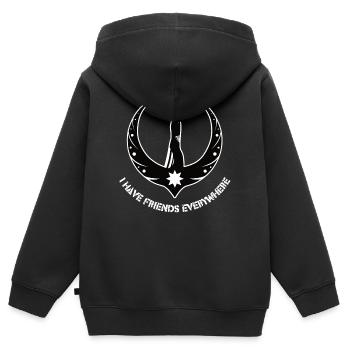 Rebellion Loon with Friends everywhere - Kinder Premium Organic Zip Hoodie - Schwarz - Hinten - AI Model Kid Male (0cm)