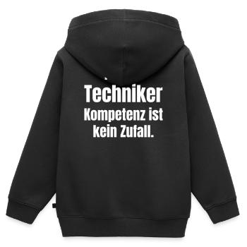 Je suis technicien : la compétence n’est pas un hasard - Sweat Premium à capuche zippé enfant bio - noir - Dos - AI Model Kid Male (0cm)