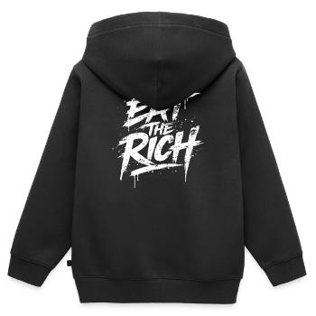 Iss den reichen Graffiti-Slogan - Kinder Premium Organic Zip Hoodie - Schwarz - Hinten - AI Model Kid Male (0cm)