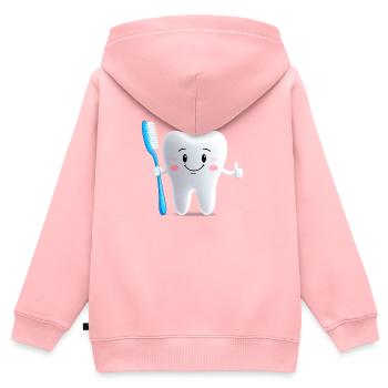 Lächelnder Zahn mit Zahnbürste - Kinder Premium Organic Zip Hoodie - Rosa - Hinten - AI Model Kid Female (0cm)