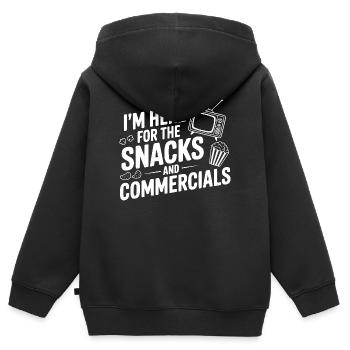 Je suis là pour les snacks et les publicités - Sweat Premium à capuche zippé enfant bio - noir - Dos - AI Model Kid Male (0cm)