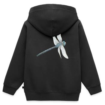 Blaugrüne Libelle Illustration - Kinder Premium Organic Zip Hoodie - Schwarz - Hinten - AI Model Kid Male (0cm)