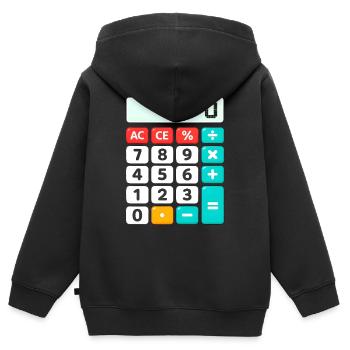 Retro-Farbblock-Rechner - Kinder Premium Organic Zip Hoodie - Schwarz - Hinten - AI Model Kid Male (0cm)