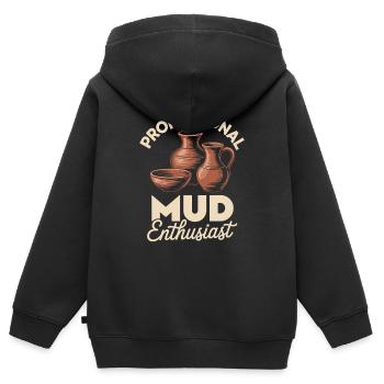 Art de la poterie Atelier d’atelier en argile - Sweat Premium à capuche zippé enfant bio - noir - Dos - AI Model Kid Male (0cm)