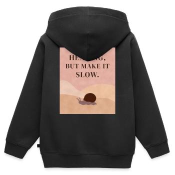 Guérison, mais lentement. - Sweat Premium à capuche zippé enfant bio - noir - Dos - AI Model Kid Male (0cm)