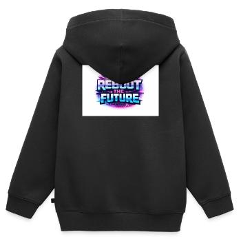 Reboot the Future Neon - Kinder Premium Organic Zip Hoodie - Schwarz - Hinten - AI Model Kid Male (0cm)