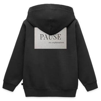 PAUSE – no explanation - Kids Premium Organic Zip-up Hoodie - black - Back - AI Model Kid Male (0cm)