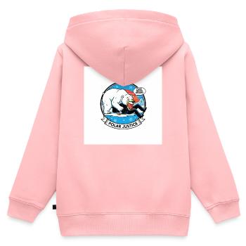 PolarJustice Cartoon - Kids Premium Organic Zip-up Hoodie - rose - Back - AI Model Kid Female (0cm)