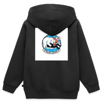 PolarJustice Karikatur - Kinder Premium Organic Zip Hoodie - Schwarz - Hinten - AI Model Kid Male (0cm)