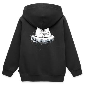 Zwei kuschelnde Eisbären auf Eisscholle  - Kinder Premium Organic Zip Hoodie - Schwarz - Hinten - AI Model Kid Male (0cm)