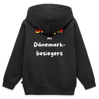 Handball EM 2026 - Besieger des Dänemarkbesiegers - Kinder Premium Organic Zip Hoodie - Schwarz - Hinten - AI Model Kid Male (0cm)