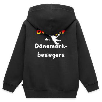 Besieger des Dänemarkbesiegers Handball EM 2026 - Kinder Premium Organic Zip Hoodie - Schwarz - Hinten - AI Model Kid Male (0cm)