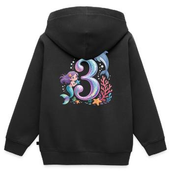 Meerjungfrau 3. Geburtstag 3 Jahre - Kinder Premium Organic Zip Hoodie - Schwarz - Hinten - AI Model Kid Male (0cm)