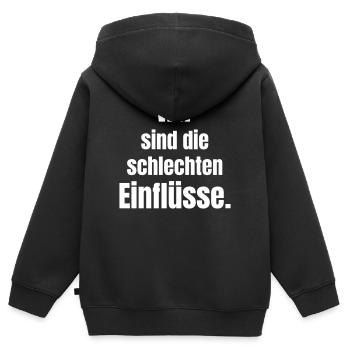 Wir sind die schlechten Einflüsse - Kinder Premium Organic Zip Hoodie - Schwarz - Hinten - AI Model Kid Male (0cm)