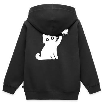 Chat mignon - Sweat Premium à capuche zippé enfant bio - noir - Dos - AI Model Kid Male (0cm)
