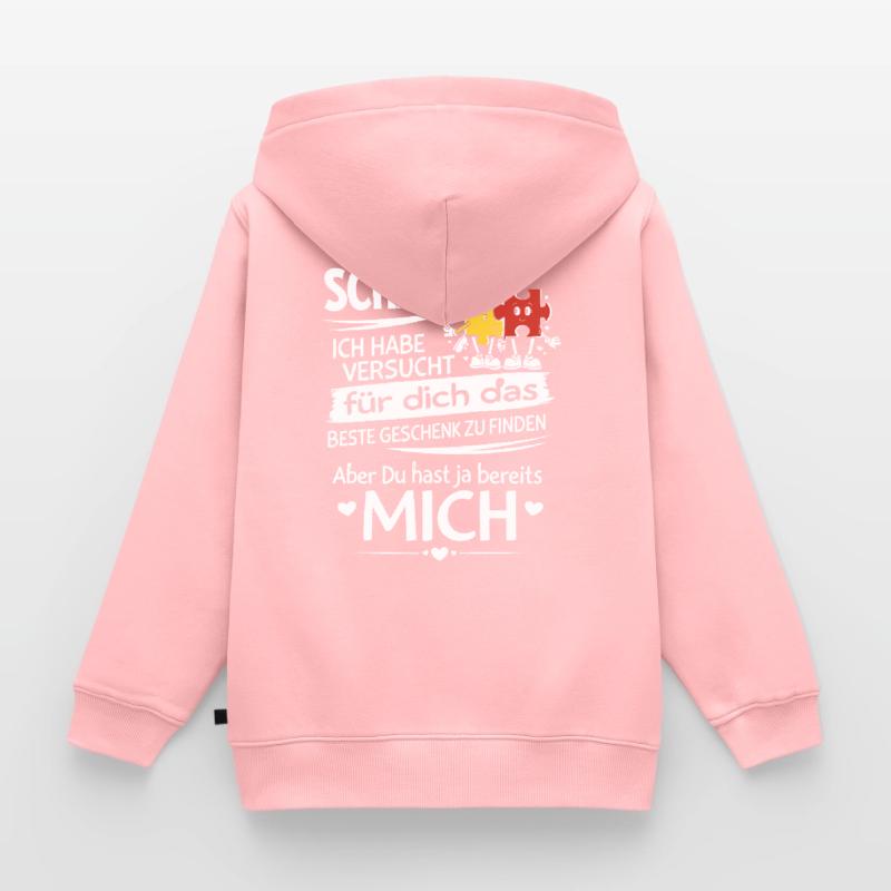 Schatz Geschenk Spruch Puzzleherz Kinder Premium Organic Zip Hoodie