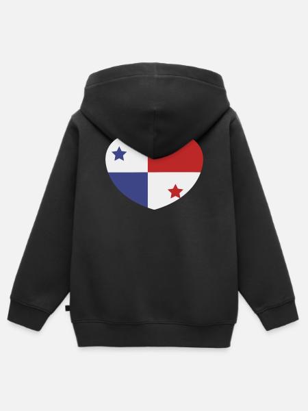 Panama-Herzflagge - Kinder Premium Organic Zip Hoodie - Schwarz