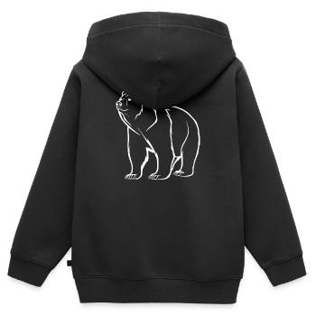 Minimalistische Bärensilhouette und symbolisches Logo - Kinder Premium Organic Zip Hoodie - Schwarz - Hinten - AI Model Kid Male (0cm)