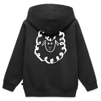 Mouton Blanc - Sweat Premium à capuche zippé enfant bio - noir - Dos - AI Model Kid Male (0cm)
