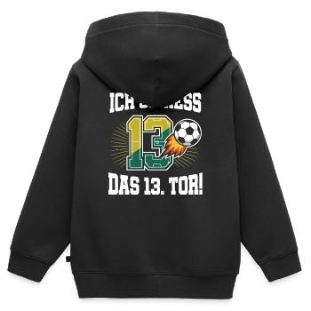 Ich Schiess 13. Tor Lustig 13. Geburtstag Fußball - Kinder Premium Organic Zip Hoodie - Schwarz - Hinten - AI Model Kid Male (0cm)