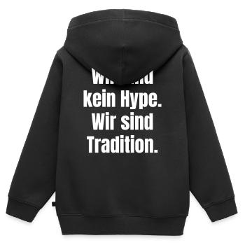 Ich bin einer Mannschaft mit Tradition  - Kinder Premium Organic Zip Hoodie - Schwarz - Hinten - AI Model Kid Male (0cm)