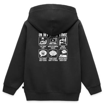 Choses que je fais pendant mon temps libre Humour de plombier - Sweat Premium à capuche zippé enfant bio - noir - Dos - AI Model Kid Male (0cm)