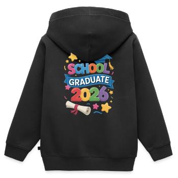 Événements de la promotion de diplômés 2026 - Sweat Premium à capuche zippé enfant bio - noir - Dos - AI Model Kid Male (0cm)