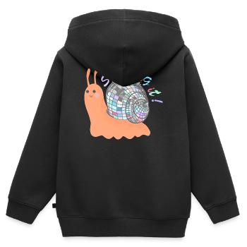 Escargot ! – Escargot coloré avec boule disco - Sweat Premium à capuche zippé enfant bio - noir - Dos - AI Model Kid Male (0cm)