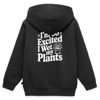 Je suis tellement excitée que je me suis mouillée le pantalon - Sweat Premium à capuche zippé enfant bio - noir - Dos - AI Model Kid Male (0cm)