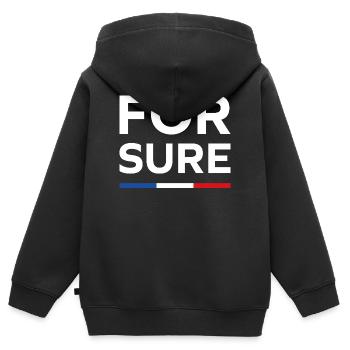 For sure, - Kids Premium Organic Zip-up Hoodie - black - Back - AI Model Kid Male (0cm)