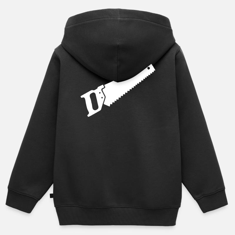 Scie à la main Queue de renard Bois propre - Sweat Premium à capuche zippé enfant bio - noir