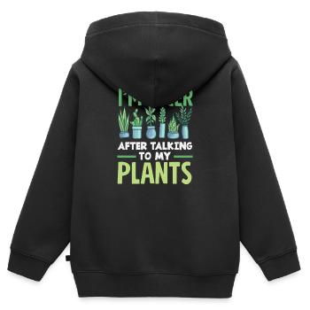 Schöner Nach Dem Gespräch Mit Meinen Pflanzen - Kinder Premium Organic Zip Hoodie - Schwarz - Hinten - AI Model Kid Male (0cm)