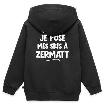 Skigebiet, Skigebiet, Zermatt - Kinder Premium Organic Zip Hoodie - Schwarz - Hinten - AI Model Kid Male (0cm)