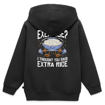 Rice Lover Gift Exercise Extra Rice - Kids Premium Organic Zip-up Hoodie - black - Back - AI Model Kid Male (0cm)