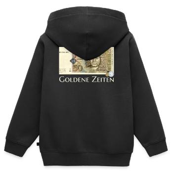 Golden Times DM Rétro 50s, dessin à la main - Sweat Premium à capuche zippé enfant bio - noir - Dos - AI Model Kid Male (0cm)