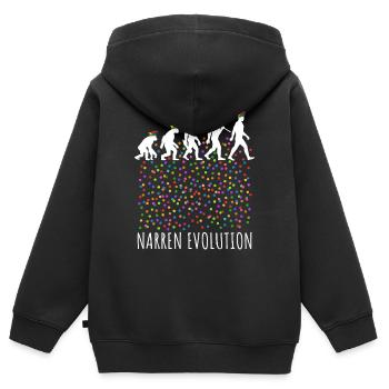 Narren Evolution | Homo Karnevalis | Fastnacht - Kinder Premium Organic Zip Hoodie - Schwarz - Hinten - AI Model Kid Male (0cm)