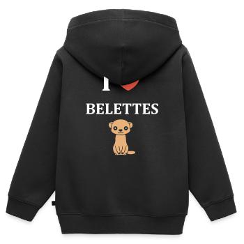 J’adore Belette - Sweat Premium à capuche zippé enfant bio - noir - Dos - AI Model Kid Male (0cm)