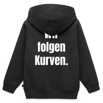 Nous suivons les courbes - Sweat Premium à capuche zippé enfant bio - noir - Dos - AI Model Kid Male (0cm)