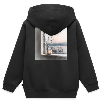 Ein ruhiger Ort am Wasser - Kinder Premium Organic Zip Hoodie - Schwarz - Hinten - AI Model Kid Male (0cm)
